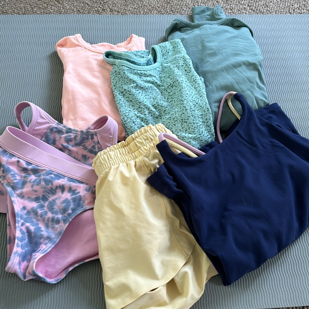 Athleta Package- shirts, shorts, swim